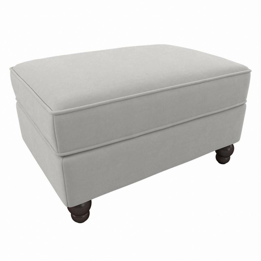 Living & Family Room Furniture * | Special Offers Bush Furniture Coventry Storage Ottoman In Light Gray Microsuede Bush Furniture Cvo34Blgm-Z