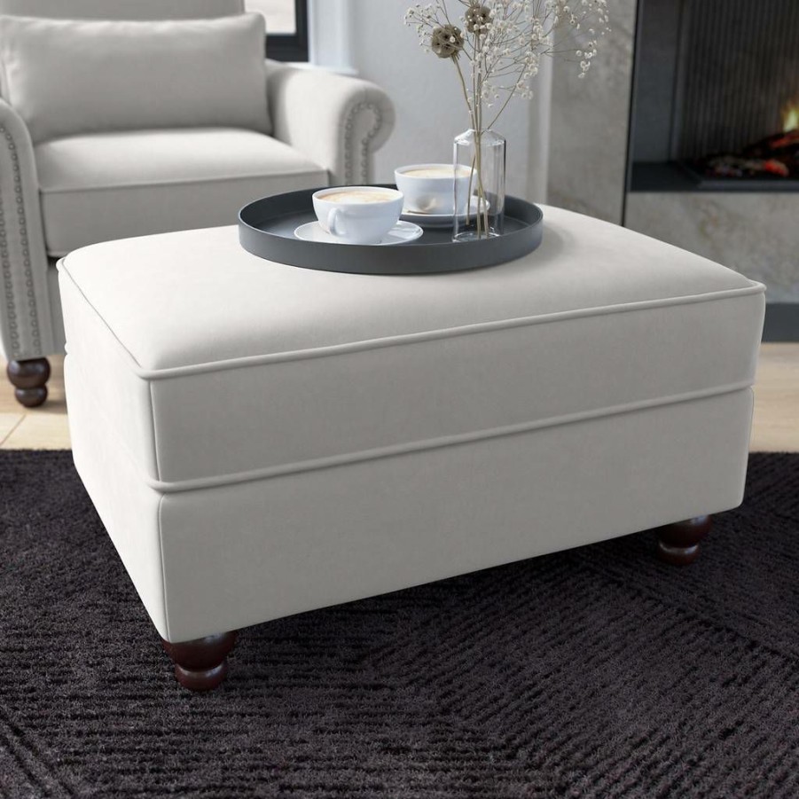 Living & Family Room Furniture * | Special Offers Bush Furniture Coventry Storage Ottoman In Light Gray Microsuede Bush Furniture Cvo34Blgm-Z