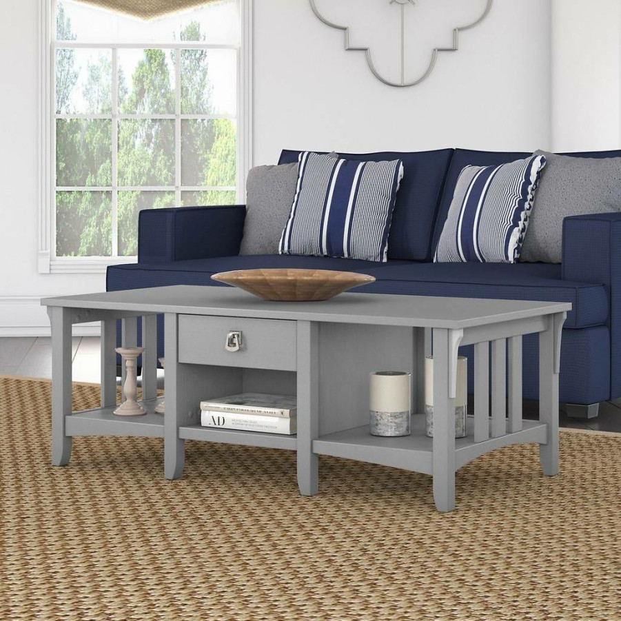 Living & Family Room Furniture * | Promotions Salinas Coffee Table With Storage In Cape Cod Gray Bush Furniture Sat248Cg-03