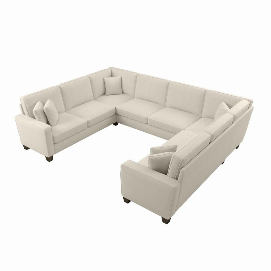 Living & Family Room Furniture * | Classical Bush Furniture Stockton 123W U Shaped Sectional Couch In Cream Herringbone Sny123Scrh-03K