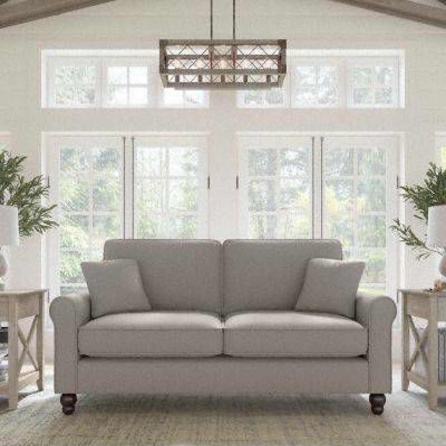 Living & Family Room Furniture * | Online Bush Furniture Hudson 73W Sofa In Beige Herringbone Bush Furniture Hdj73Bbgh-03K