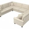 Living & Family Room Furniture * | Promotions Bush Furniture Hudson 125W U Shaped Sectional Couch In Cream Herringbone Bush Furniture Hdy123Bcrh-03K