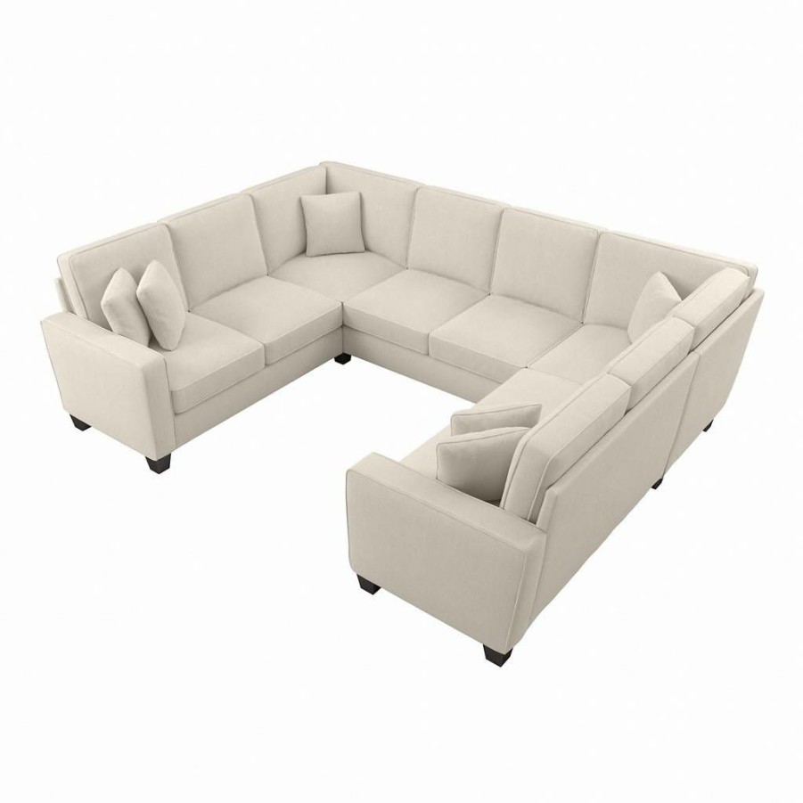 Living & Family Room Furniture * | Wholesale Bush Furniture Stockton 112W U Shaped Sectional Couch In Cream Herringbone Sny112Scrh-03K