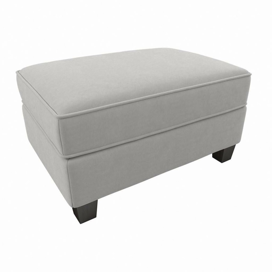 Living & Family Room Furniture * | Clearance Sale Bush Furniture Stockton Storage Ottoman In Light Gray Microsuede Bush Furniture Sno34Slgm-Z