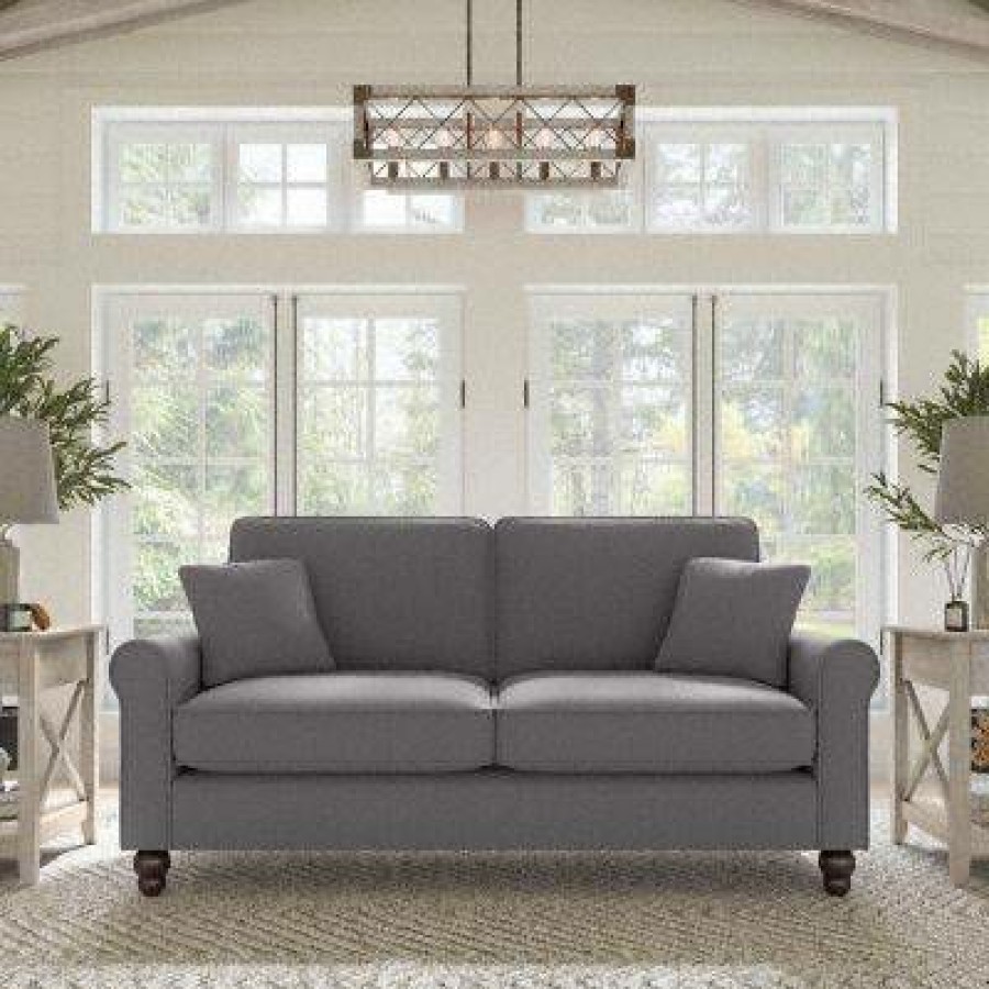 Living & Family Room Furniture * | Special Offers Bush Furniture Hudson 73W Sofa In French Gray Herringbone Bush Furniture Hdj73Bfgh-03K