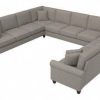 Living & Family Room Furniture * | Hot Sale Bush Furniture Hudson 137W U Shaped Sectional Couch In Beige Herringbone Bush Furniture Hdy135Bbgh-03K