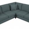 Living & Family Room Furniture * | Best Sale Bush Furniture Hudson 87W L Shaped Sectional Couch In Turkish Blue Herringbone Bush Furniture Hdy86Btbh-03K