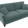 Living & Family Room Furniture * | Wholesale Bush Furniture Coventry 73W Sofa In Turkish Blue Herringbone Bush Furniture Cvj73Btbh-03K