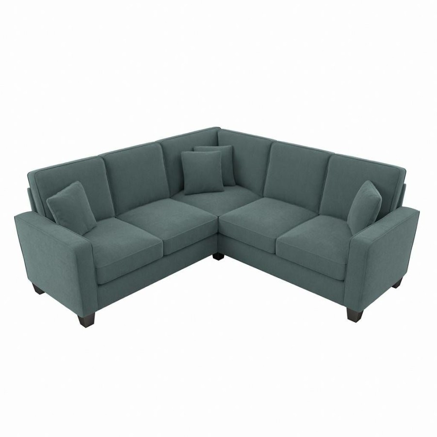 Living & Family Room Furniture * | Featured Bush Furniture Stockton 86W L Shaped Sectional Couch In Turkish Blue Herringbone Sny86Stbh-03K