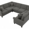 Living & Family Room Furniture * | Online Bush Furniture Coventry 113W U Shaped Sectional Couch In French Gray Herringbone Bush Furniture Cvy112Bfgh-03K