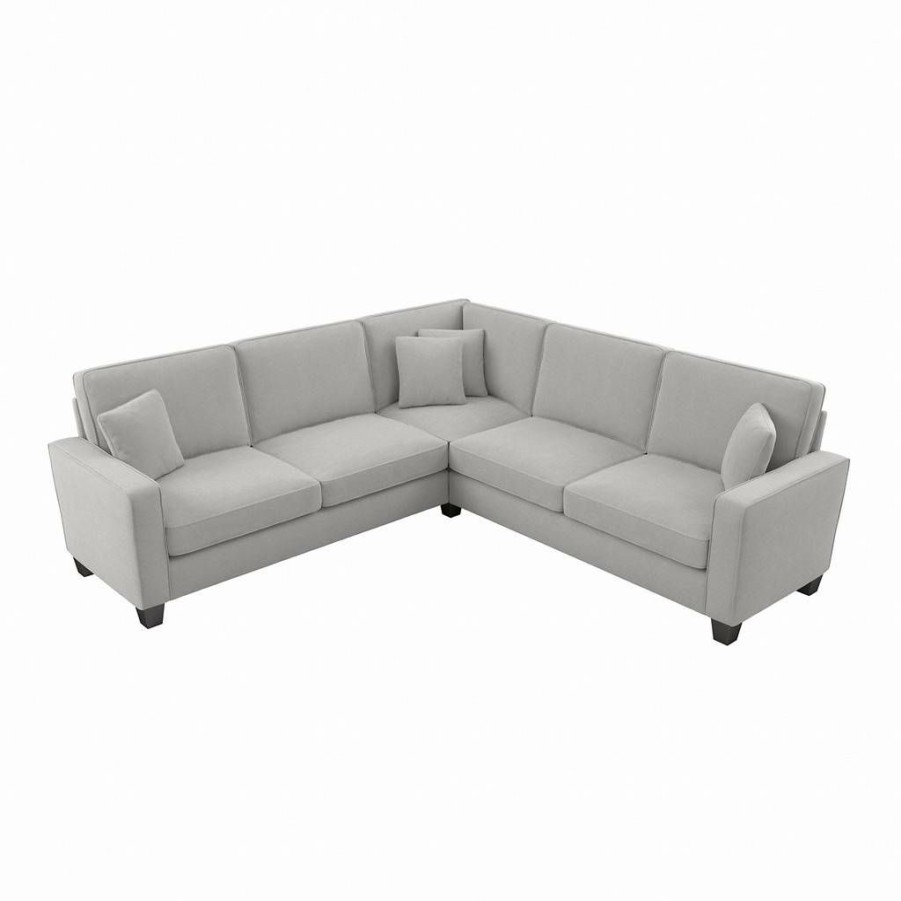 Living & Family Room Furniture * | Crazy Deals Bush Furniture Stockton 99W L Shaped Sectional Couch In Light Gray Microsuede Bush Furniture Sny98Slgm-03K