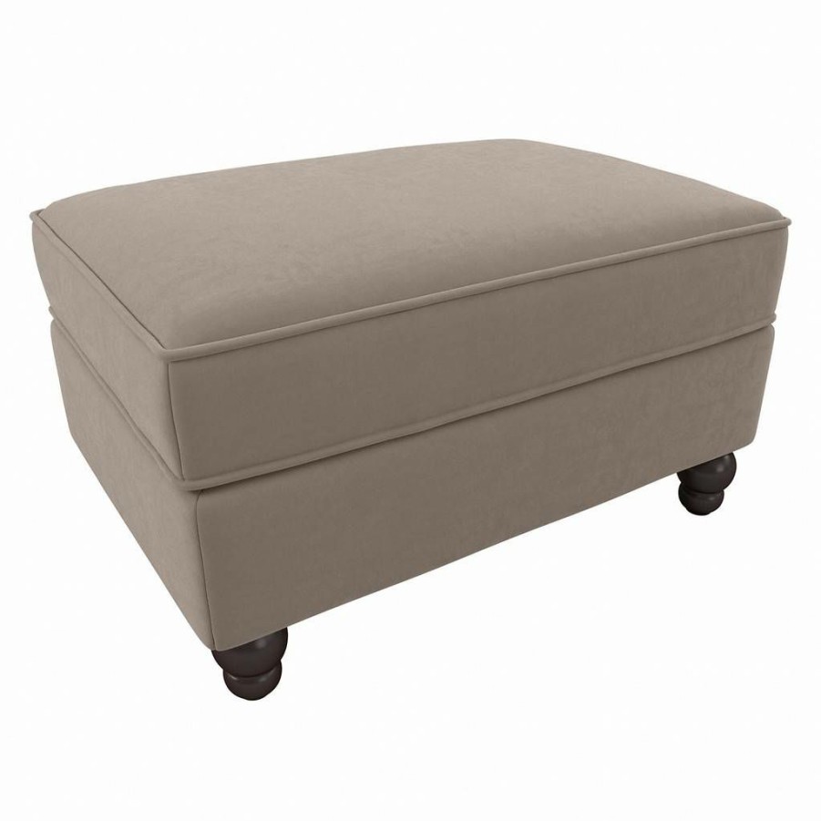 Living & Family Room Furniture * | Hot Sale Bush Furniture Coventry Storage Ottoman In Tan Microsuede Bush Furniture Cvo34Btnm-Z