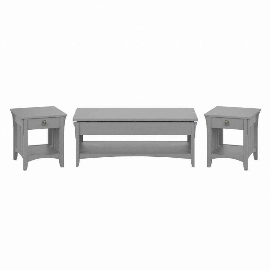 Living & Family Room Furniture * | Best Sale Bush Furniture Salinas Lift Top Coffee Table Desk With End Tables In Cape Cod Gray Bush Furniture Sal072Cg