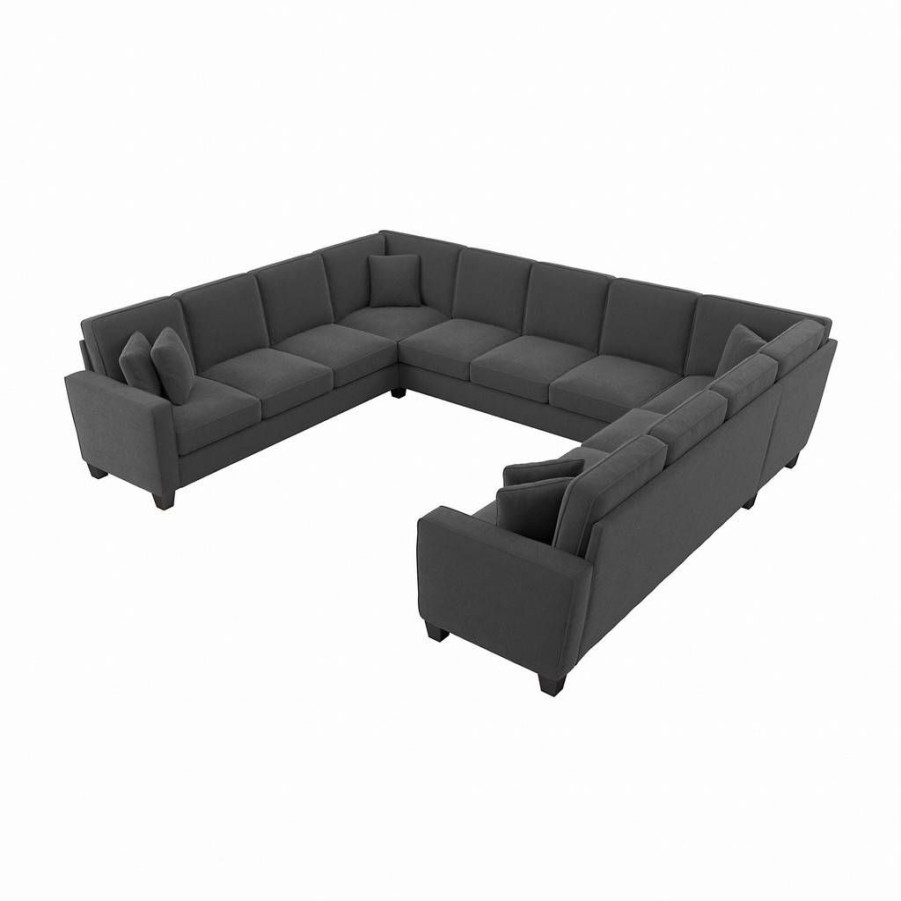 Living & Family Room Furniture * | Special Offers Bush Furniture Stockton 135W U Shaped Sectional Couch In Charcoal Gray Herringbone Sny135Scgh-03K