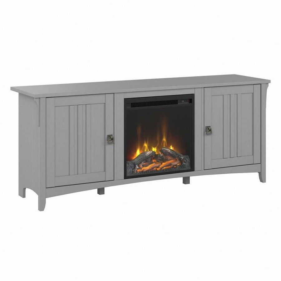 Living & Family Room Furniture * | Wholesale Bush Furniture Salinas Electric Fireplace Tv Stand For 70 Inch Tv In Cape Cod Gray Bush Furniture Sal056Cg