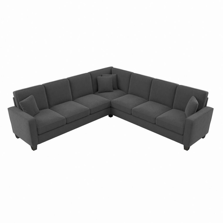 Living & Family Room Furniture * | Wholesale Bush Furniture Stockton 110W L Shaped Sectional Couch In Charcoal Gray Herringbone Sny110Scgh-03K