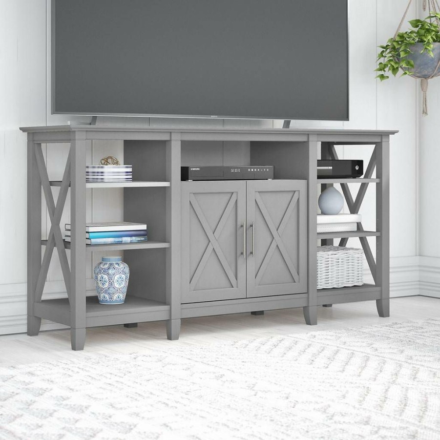 Living & Family Room Furniture * | Quick Expedition Bush Furniture Key West Tall Tv Stand For 65 Inch Tv In Cape Cod Gray Bush Furniture Kwv160Cg-03