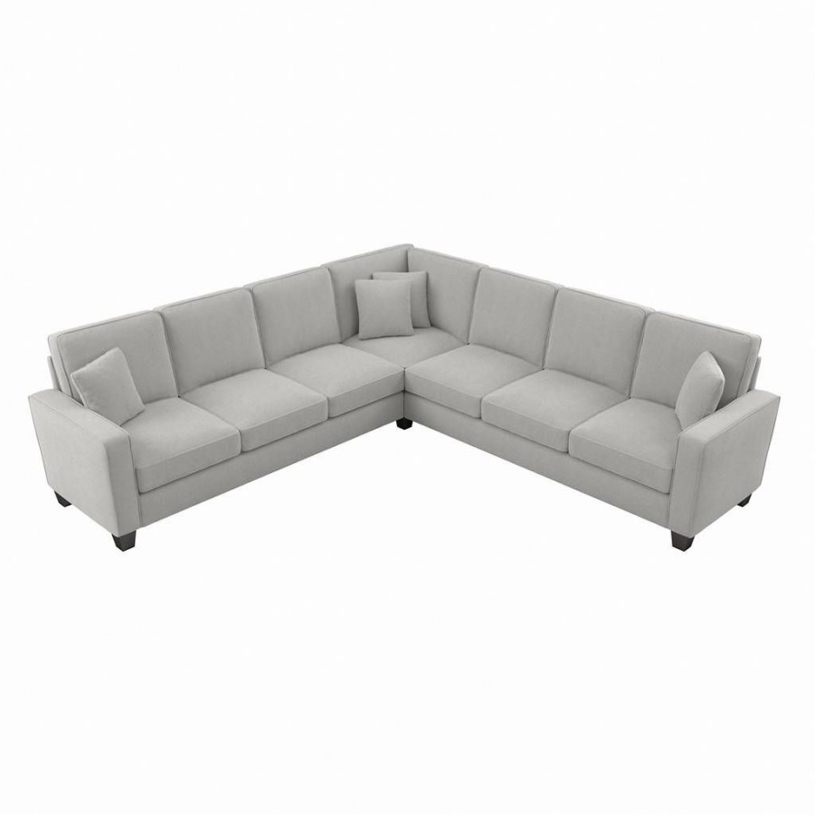 Living & Family Room Furniture * | Large Choice Bush Furniture Stockton 111W L Shaped Sectional Couch In Light Gray Microsuede Bush Furniture Sny110Slgm-03K