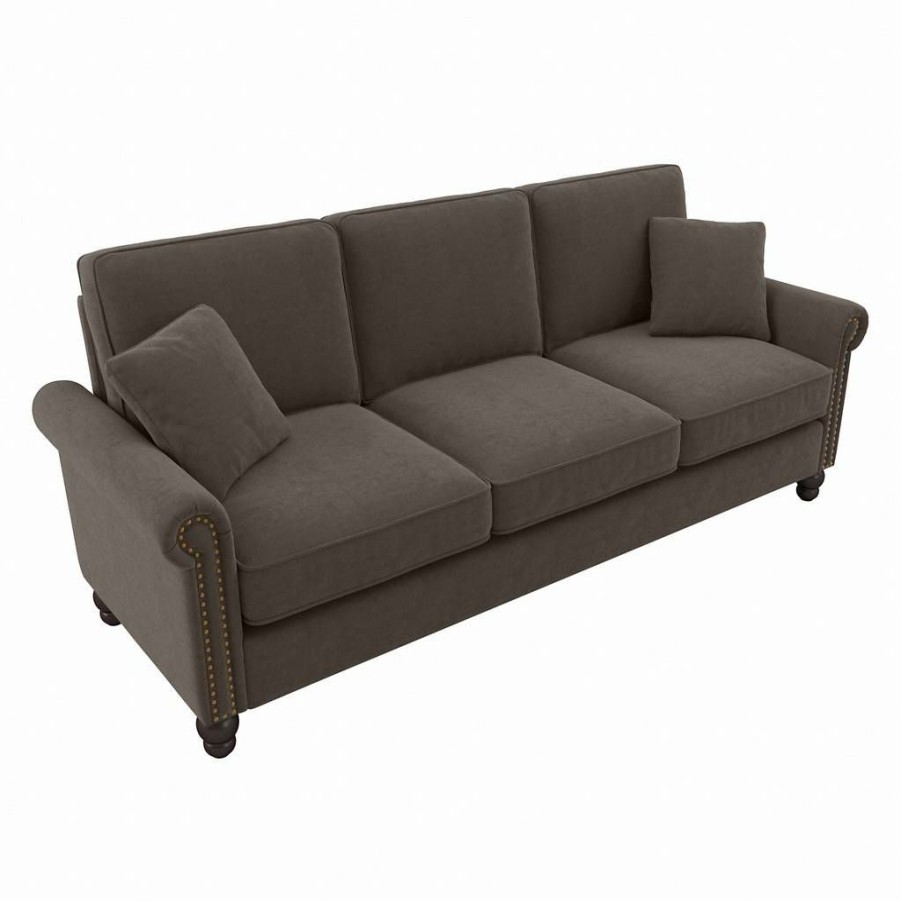 Living & Family Room Furniture * | Wholesale Bush Furniture Coventry 85W Sofa In Chocolate Brown Microsuede Bush Furniture Cvj85Bcbm-03K