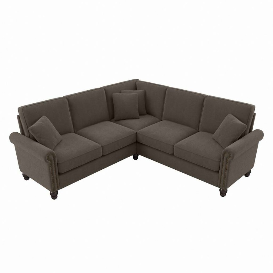 Living & Family Room Furniture * | Wholesale Bush Furniture Coventry 87W L Shaped Sectional Couch In Chocolate Brown Microsuede Bush Furniture Cvy86Bcbm-03K