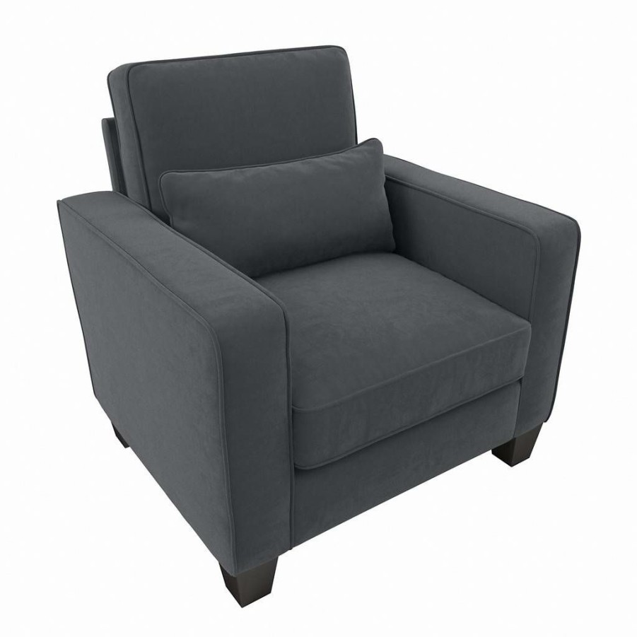 Living & Family Room Furniture * | Quick Expedition Bush Furniture Stockton Accent Chair With Arms In Dark Gray Microsuede Bush Furniture Snk36Sdgm-03