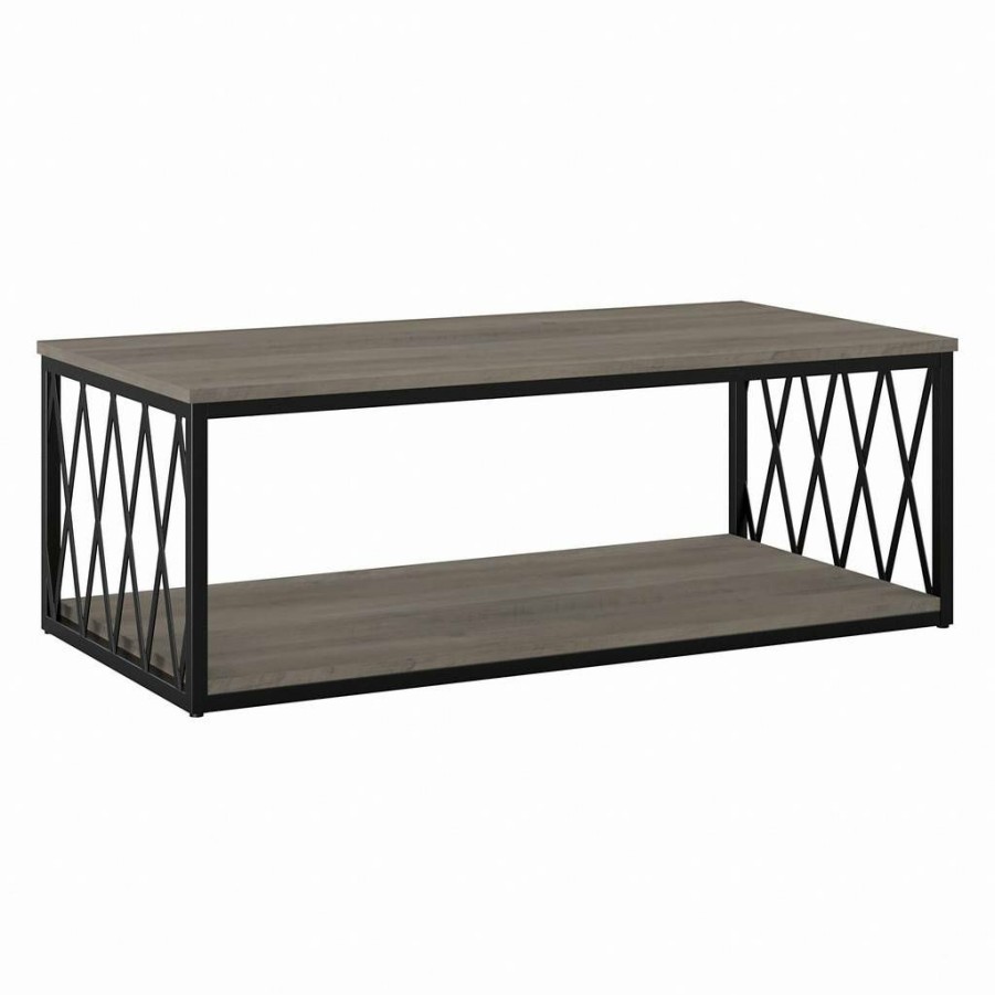 Living & Family Room Furniture * | Limit Offer Kathy Ireland Home By Bush Furniture City Park Industrial Coffee Table In Dark Gray Hickory Bush Furniture Cpt248Dg-03