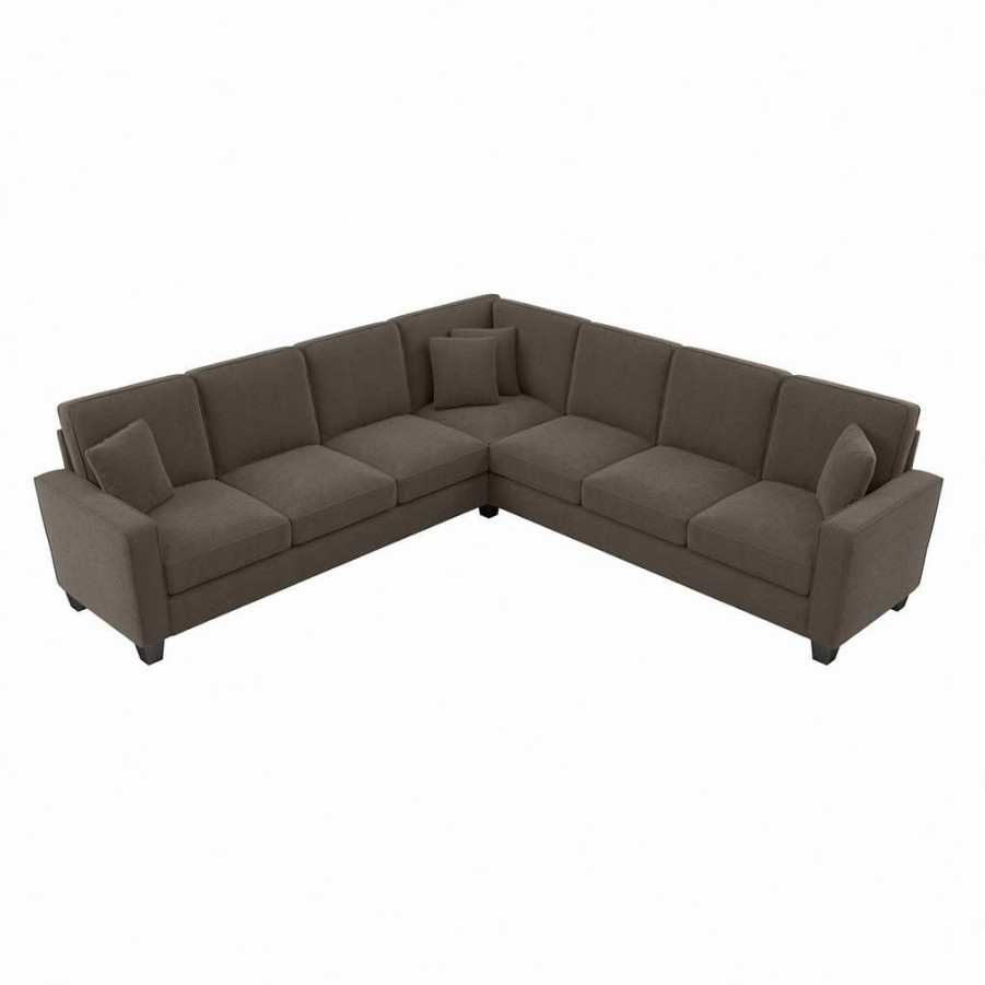 Living & Family Room Furniture * | Classical Bush Furniture Stockton 111W L Shaped Sectional Couch In Chocolate Brown Microsuede Bush Furniture Sny110Scbm-03K