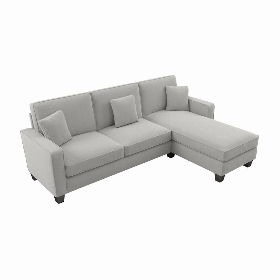 Living & Family Room Furniture * | Shoping Bush Furniture Stockton 102W Sectional Couch With Reversible Chaise Lounge In Light Gray Microsuede Bush Furniture Sny102Slgm-03K