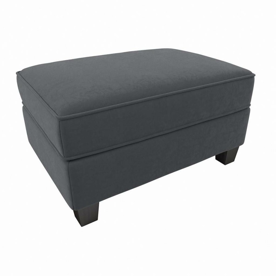 Living & Family Room Furniture * | Hot Sell Bush Furniture Stockton Storage Ottoman In Dark Gray Microsuede Bush Furniture Sno34Sdgm-Z