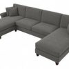 Living & Family Room Furniture * | With Discount Bush Furniture Coventry 131W Sectional Couch With Double Chaise Lounge In French Gray Herringbone Bush Furniture Cvy130Bfgh-03K