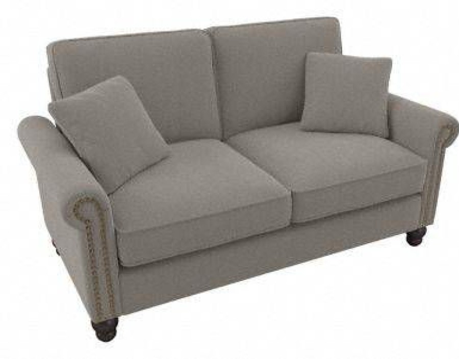 Living & Family Room Furniture * | Limit Offer Bush Furniture Coventry 61W Loveseat In Beige Herringbone Bush Furniture Cvj61Bbgh-03K