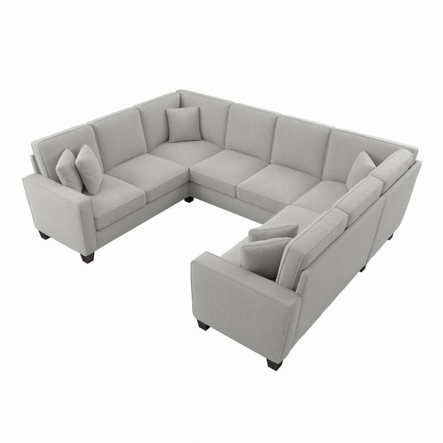 Living & Family Room Furniture * | Crazy Deals Bush Furniture Stockton 113W U Shaped Sectional Couch In Light Gray Microsuede Bush Furniture Sny112Slgm-03K