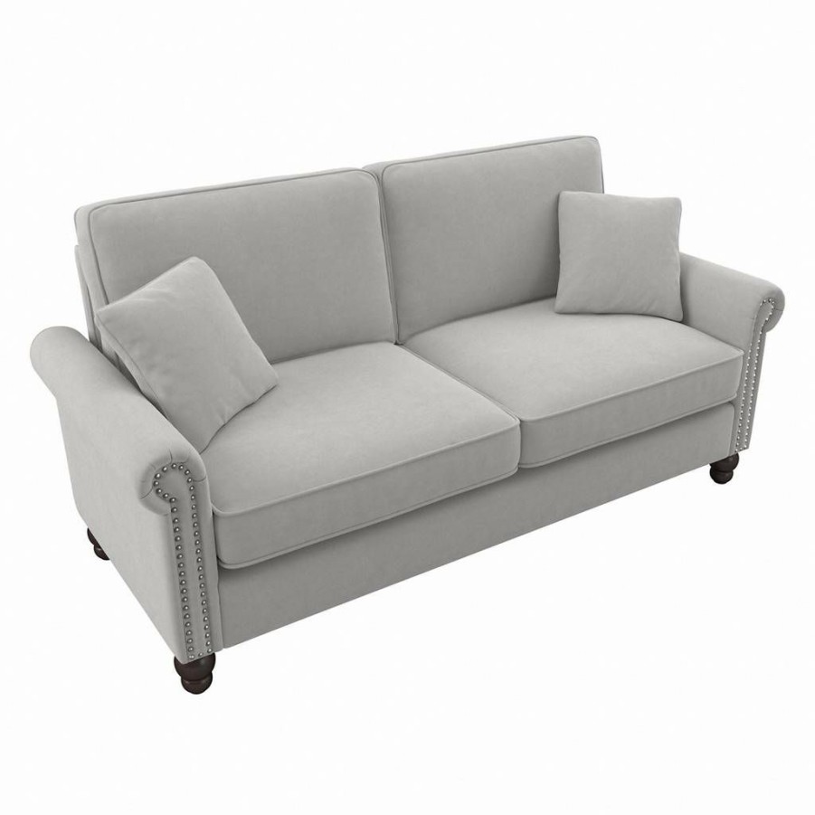 Living & Family Room Furniture * | With Discount Bush Furniture Coventry 73W Sofa In Light Gray Microsuede Bush Furniture Cvj73Blgm-03K