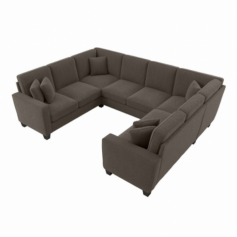 Living & Family Room Furniture * | Large Choice Bush Furniture Stockton 113W U Shaped Sectional Couch In Chocolate Brown Microsuede Bush Furniture Sny112Scbm-03K