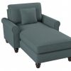 Living & Family Room Furniture * | Wholesale Bush Furniture Hudson Chaise Lounge With Arms In Turkish Blue Herringbone Bush Furniture Hdm41Btbh-03K