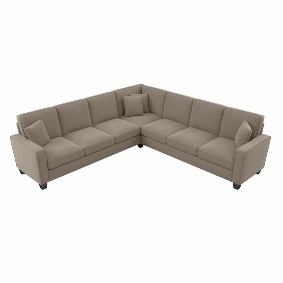 Living & Family Room Furniture * | Exclusive Design Bush Furniture Stockton 111W L Shaped Sectional Couch In Tan Microsuede Bush Furniture Sny110Stnm-03K