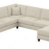 Living & Family Room Furniture * | Classical Bush Furniture Coventry 128W U Shaped Sectional Couch With Reversible Chaise Lounge In Cream Herringbone Bush Furniture Cvy127Bcrh-03K