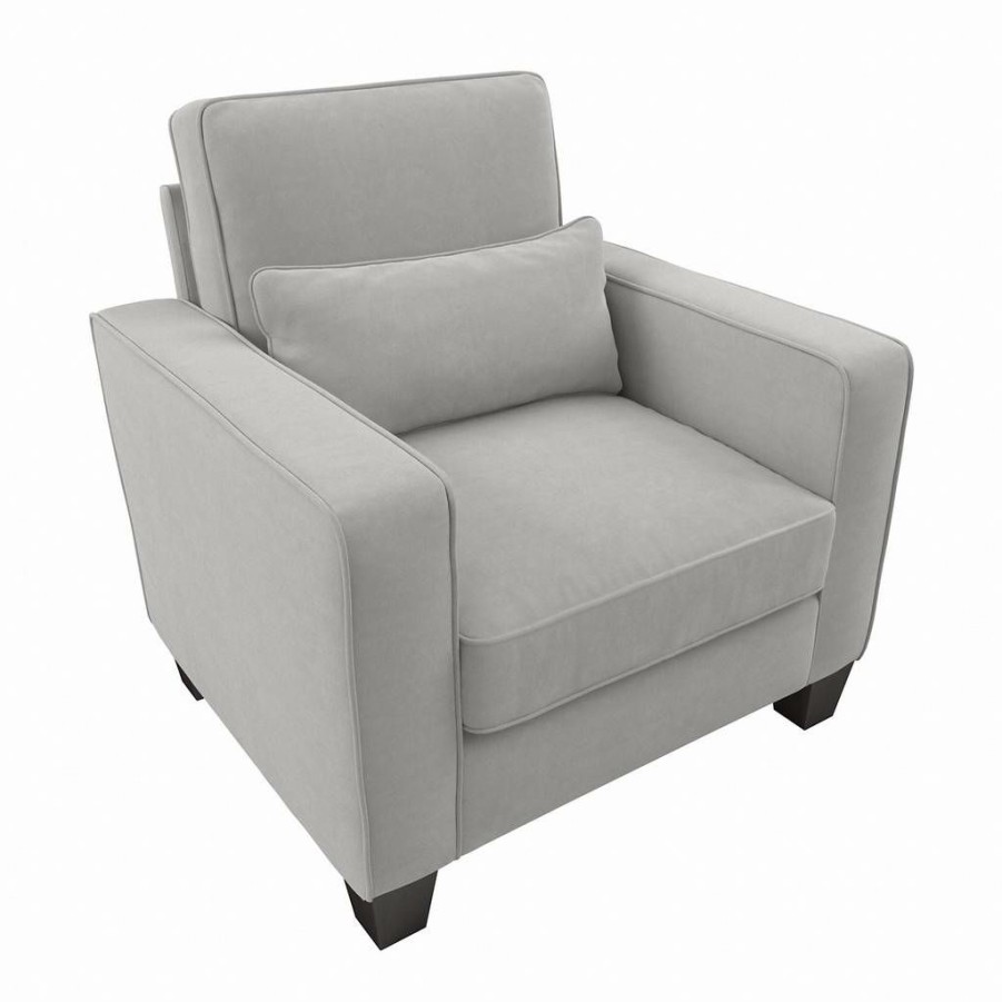 Living & Family Room Furniture * | Discounts Bush Furniture Stockton Accent Chair With Arms In Light Gray Microsuede Bush Furniture Snk36Slgm-03