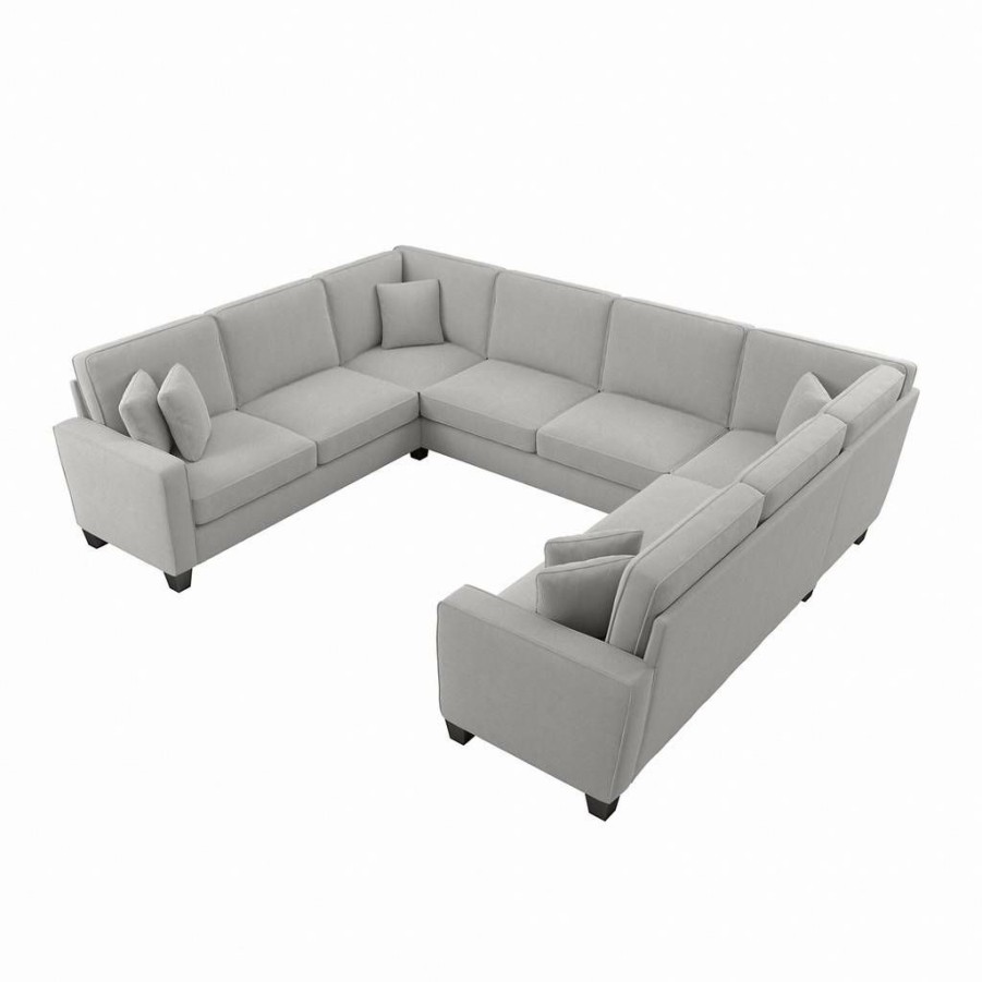 Living & Family Room Furniture * | Clearance Sale Bush Furniture Stockton 125W U Shaped Sectional Couch In Light Gray Microsuede Bush Furniture Sny123Slgm-03K