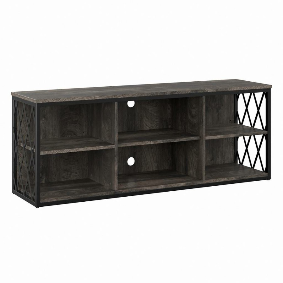 Living & Family Room Furniture * | Shoping Kathy Ireland Home By Bush Furniture City Park 60W Industrial Tv Stand For 70 Inch Tv In Dark Gray Hickory Bush Furniture Cpv160Gh-03