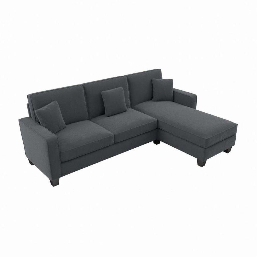 Living & Family Room Furniture * | Limit Offer Bush Furniture Stockton 102W Sectional Couch With Reversible Chaise Lounge In Dark Gray Microsuede Bush Furniture Sny102Sdgm-03K