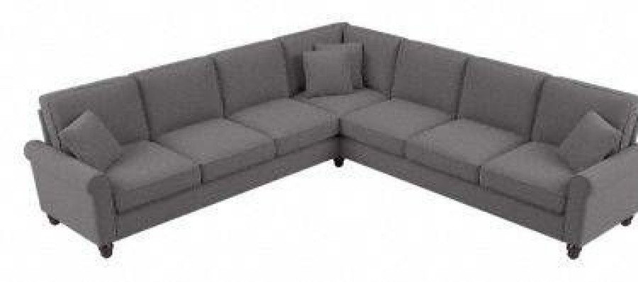 Living & Family Room Furniture * | Best Sale Bush Furniture Hudson 111W L Shaped Sectional Couch In French Gray Herringbone Bush Furniture Hdy110Bfgh-03K