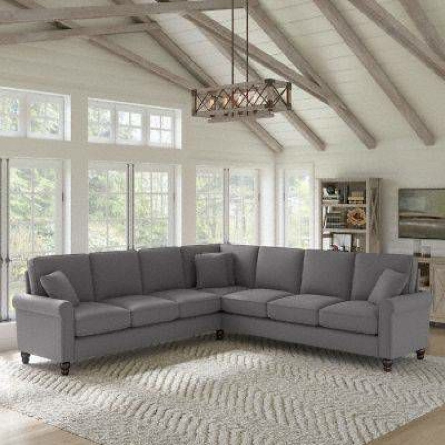 Living & Family Room Furniture * | Best Sale Bush Furniture Hudson 111W L Shaped Sectional Couch In French Gray Herringbone Bush Furniture Hdy110Bfgh-03K