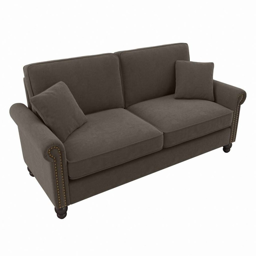 Living & Family Room Furniture * | Featured Bush Furniture Coventry 73W Sofa In Chocolate Brown Microsuede Bush Furniture Cvj73Bcbm-03K