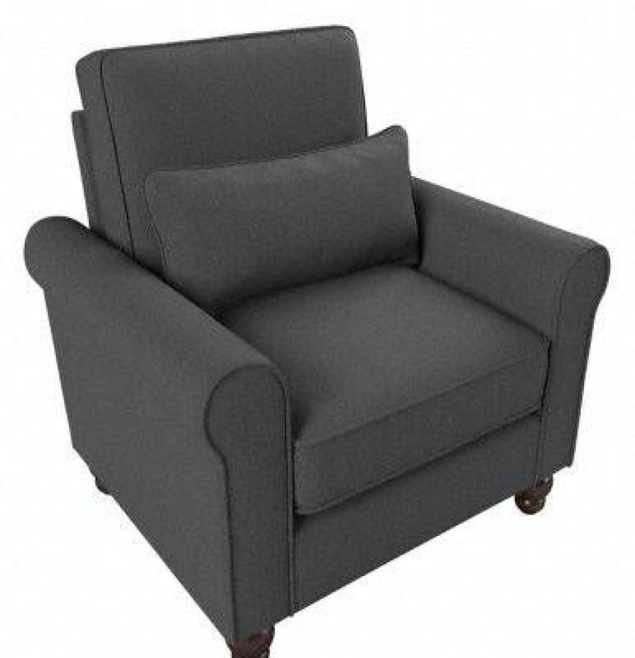 Living & Family Room Furniture * | Limit Offer Bush Furniture Hudson Accent Chair With Arms In Charcoal Gray Herringbone Bush Furniture Hdk36Bcgh-03